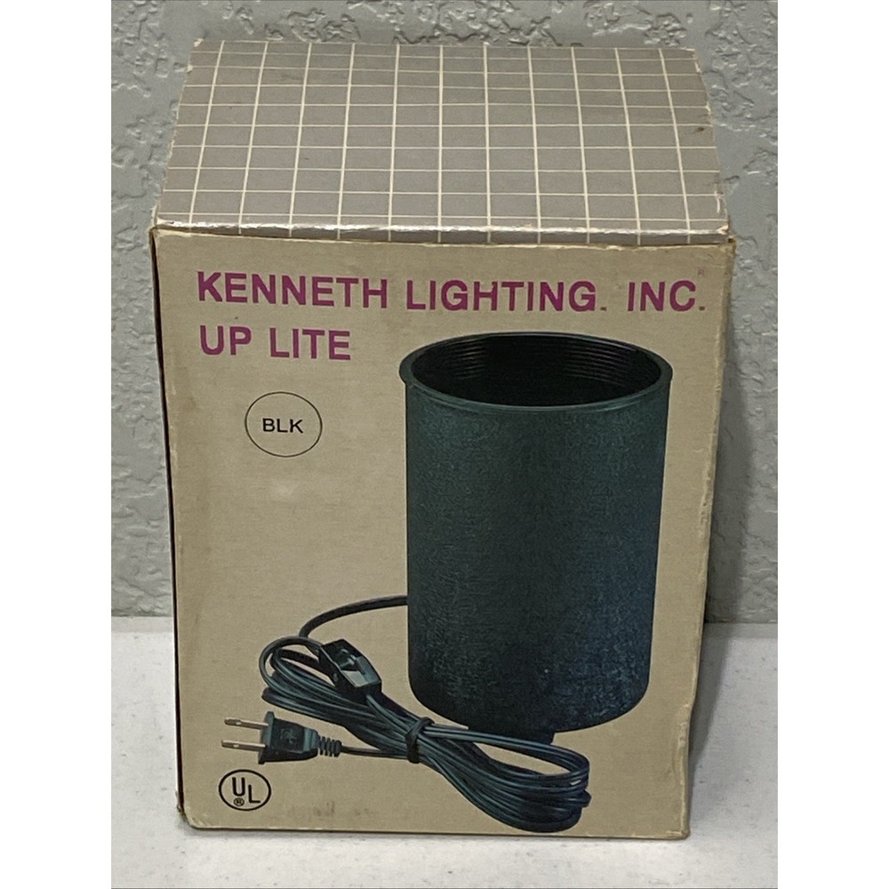 Vintage Black Metal Cylinder Uplight Can Lamp Mid Century Modern MCM Up Lite NEW